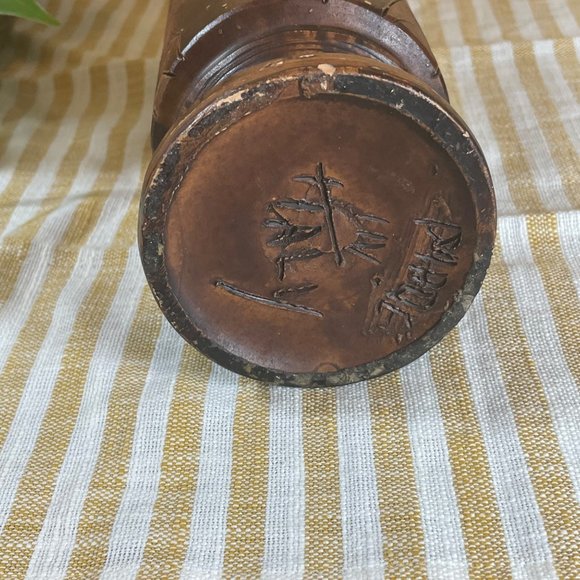 Mid Century Vintage Italian Pottery Vase Etched Figure Of Lady - Picture 10 of 14